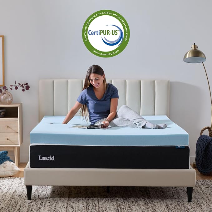 Lucid 4 Inch Memory Foam Mattress Topper, Twin XL Size – Cooling Gel Bed Topper - Image 4