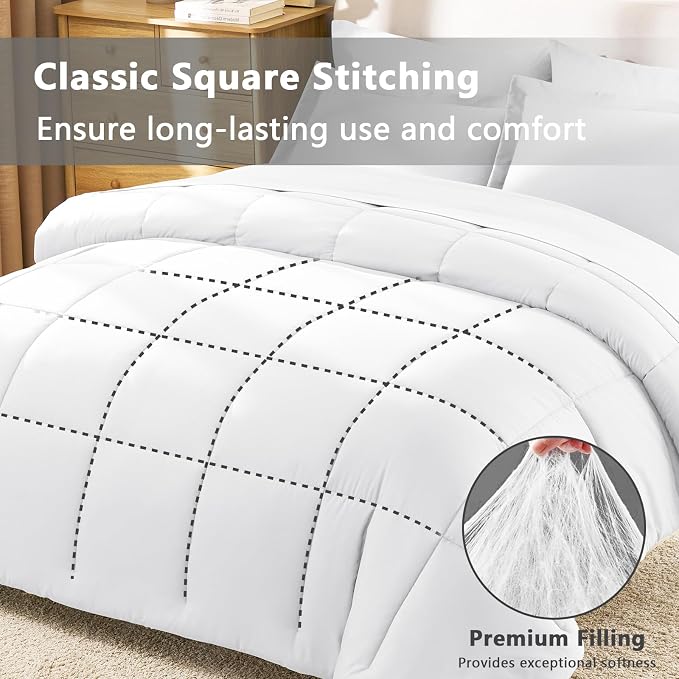 CozyLux King Size Comforter Set White - Image 4