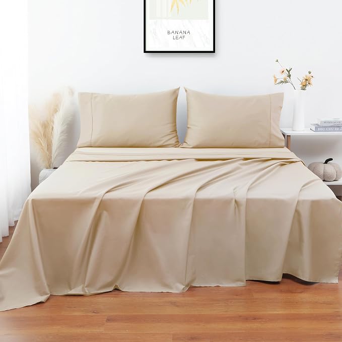 Flat Sheet Only Twin Size, 400 TC 100% Egyptian Cotton Flat Sheet-Beige Cotton - Image 6