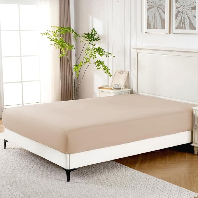 ROSE&RISY Khaki King Fitted Sheet, Soft and Breathable - Image 2
