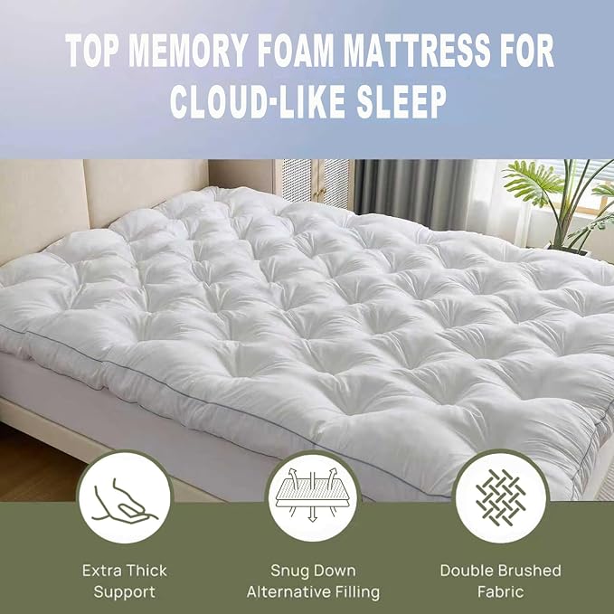 SHOUREN 5 Inch Memory Foam Mattress Topper Queen - Image 3
