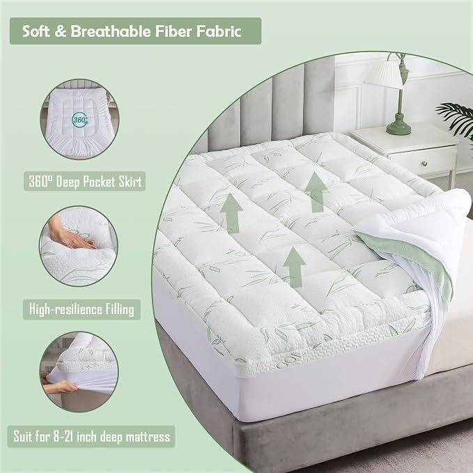 WhatsBedding Twin Mattress Topper, Soft Pillow Top Mattress Topper - Image 4