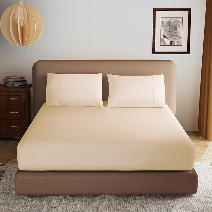 100% Egyptian Cotton Fitted Sheet Full Size, 600 Thread Count, Single Fitted by ZaizaiHome