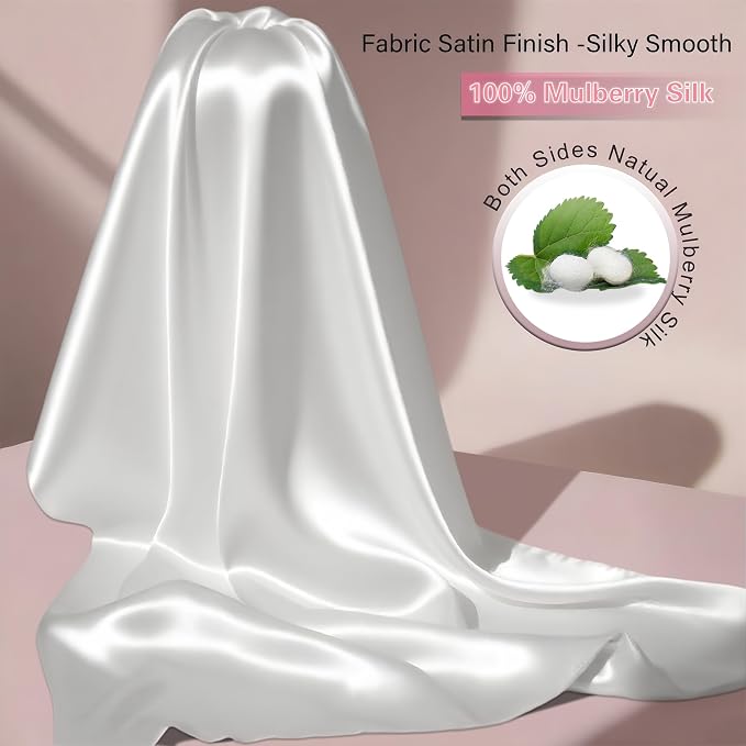 Mulberry Silk Pillow Cases Queen Size Set of 2, Ultra Smooth Soft Breathable - Image 2