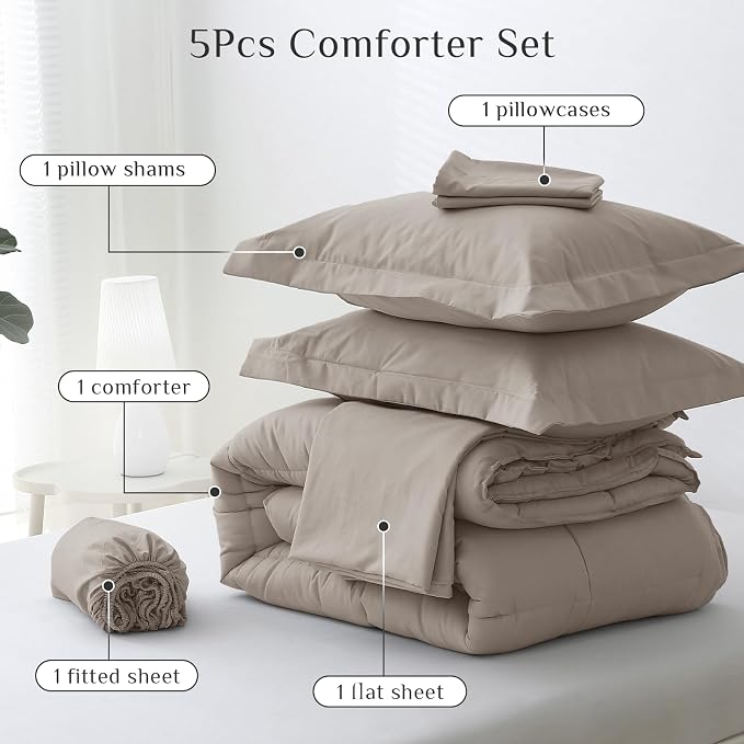 JOLLYVOGUE Twin XL Comforter Set, Ultra-Soft Bed in a Bag Twin XL Size 5 Pieces - Image 5