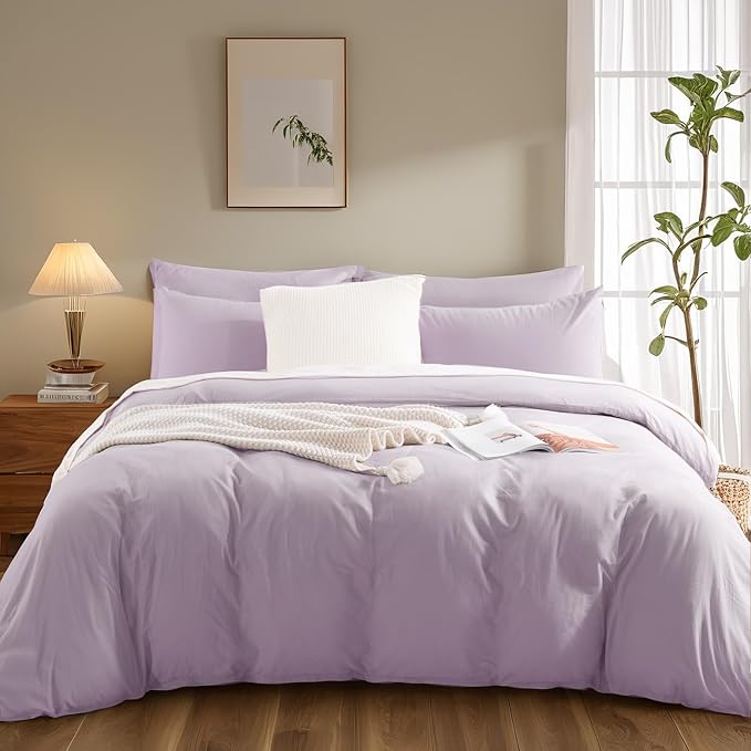 NEXHOME PRO Duvet Cover Set Queen Size Linen Feel Textured Organic Natural 100% - Image 3