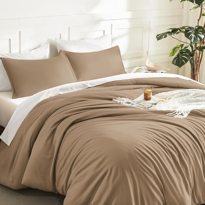 Litanika Taupe Tan Twin/Twin XL Comforter Set, 2 Pieces Solid Bedding Comforter - Image 5