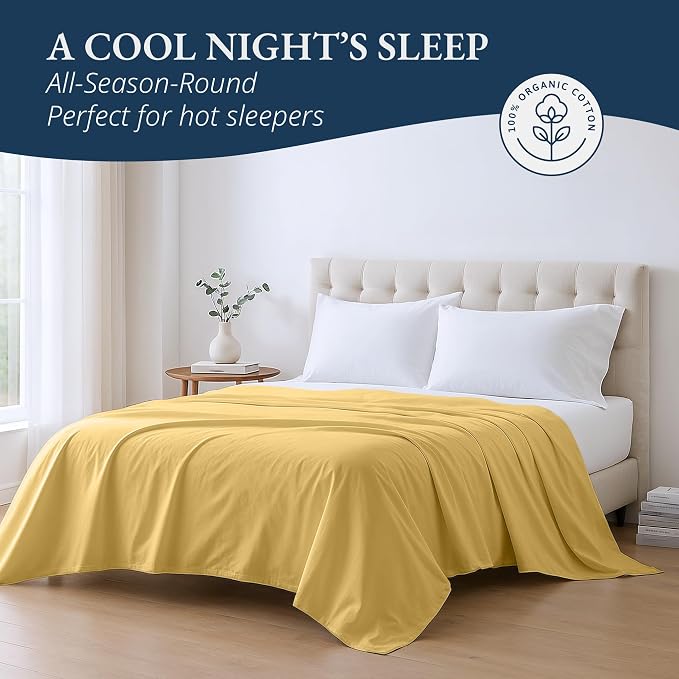 Lane Linen 100% Organic Cotton Twin Size Flat Sheet Only - Image 4
