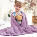 Purple Weighted Blanket Kids 10lbs, Twin Size Cooling Heavy Throw Blanket by BETU