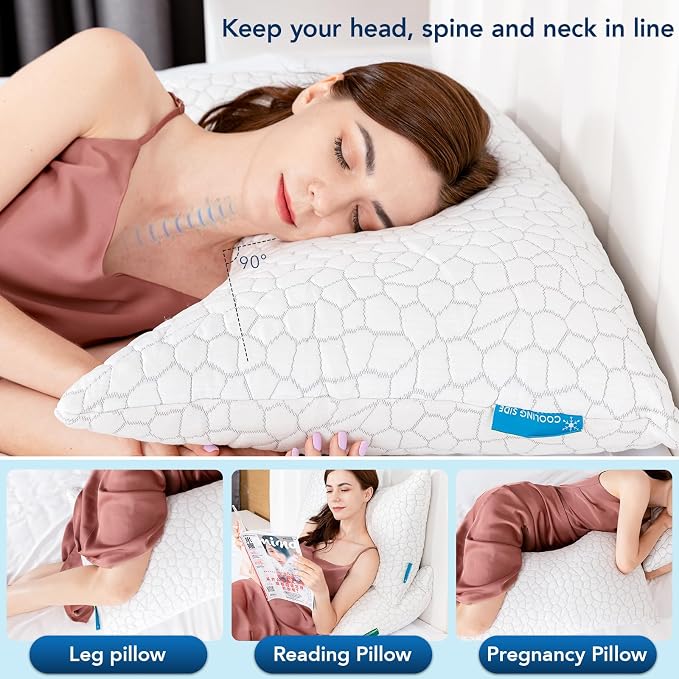 Cooling Pillow Queen Size Set of 2, Adjustable Bed Pillows - Image 3