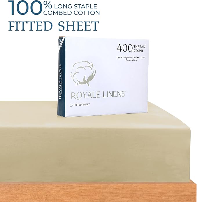 Royale Linens 400 Thread Count 100% American Grown Cotton Fitted Sheet King Size - Image 2