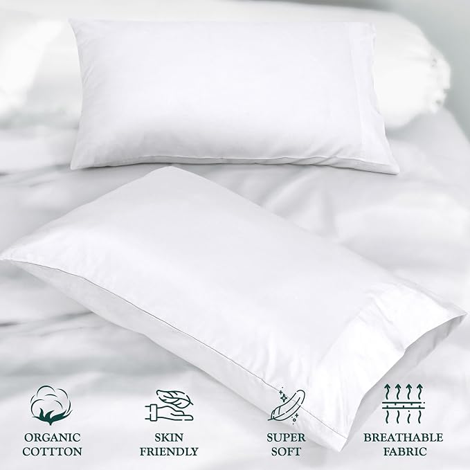 Royale Linens White Cotton Pillow Cases King Size Set of 12 - Image 6