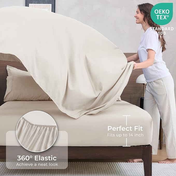 HEVUMYI Beige Tan Full Comforter Set - Image 5
