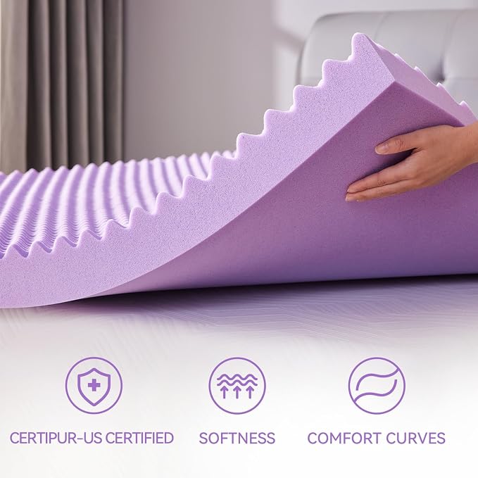 SINWEEK 3 Inch Egg Crate Memory Foam Mattress Topper King Size, Soft Mattress - Image 4