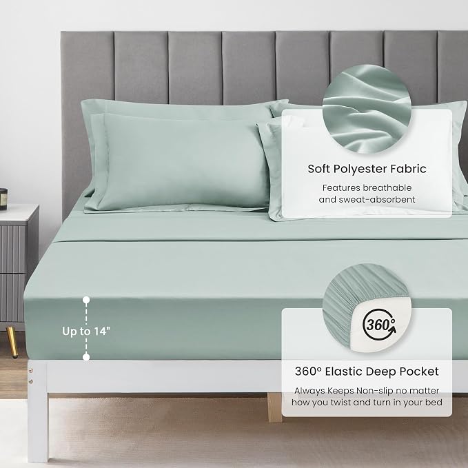 Love's cabin Queen Comforter Set Aqua, 7 Pieces Queen Bed in a Bag, All Season - Image 4