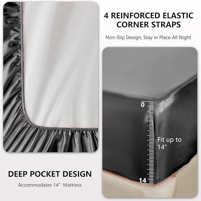 CozyLux Satin Sheets Twin Sheet Set - Image 4
