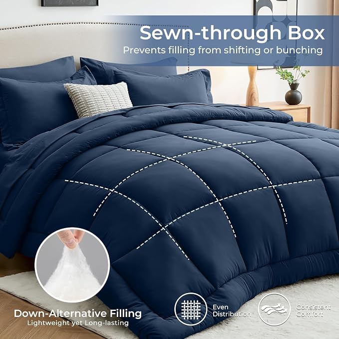Sasttie Queen Comforter Set, Complete Bedding Set Includes Comforter, Flat Sheet - Image 7