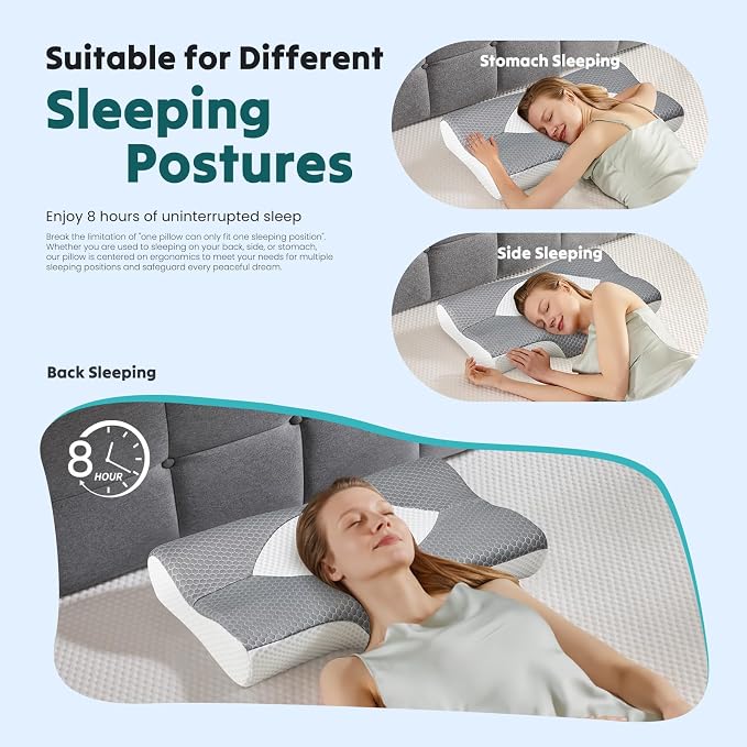 DUMOS Cervical Neck Pillow for Sleeping, Cooling Ergonomic Memory Foam Pillow - Image 7