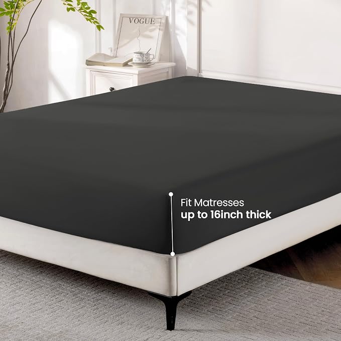 ROSE&RISY Black Queen Fitted Sheet, Soft and Breathable - Image 7