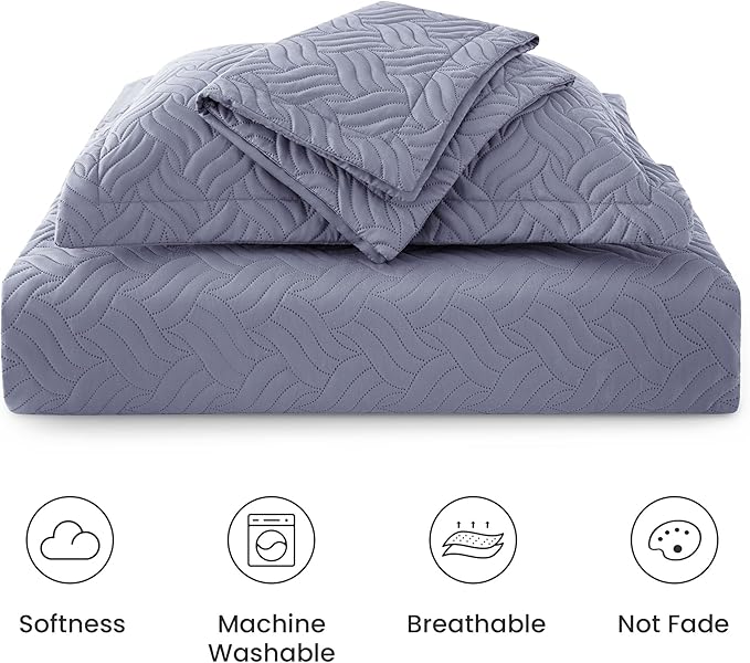 Love's cabin Quilts for Full Bed Bluish Grey Bedspreads Bedding Set - Image 6