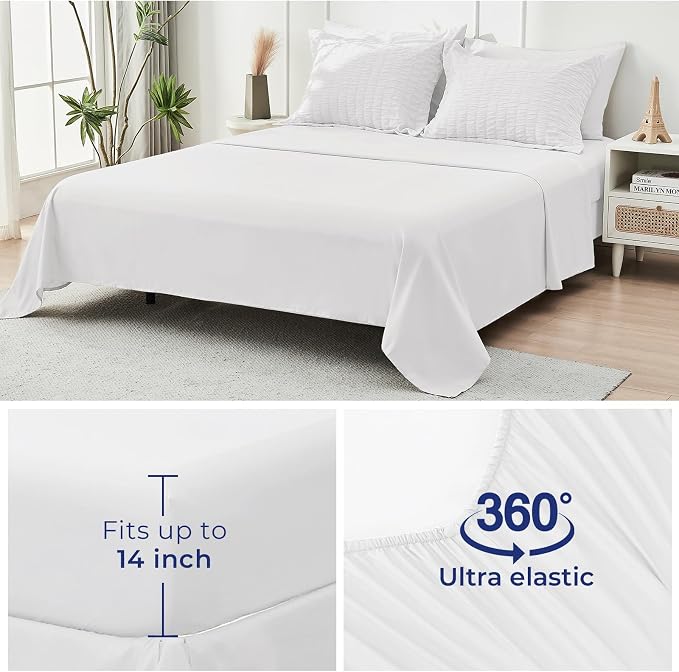 HYMOKEGE White Queen Comforter Set Seersucker 7 Pieces, All Season Luxury Bed - Image 7