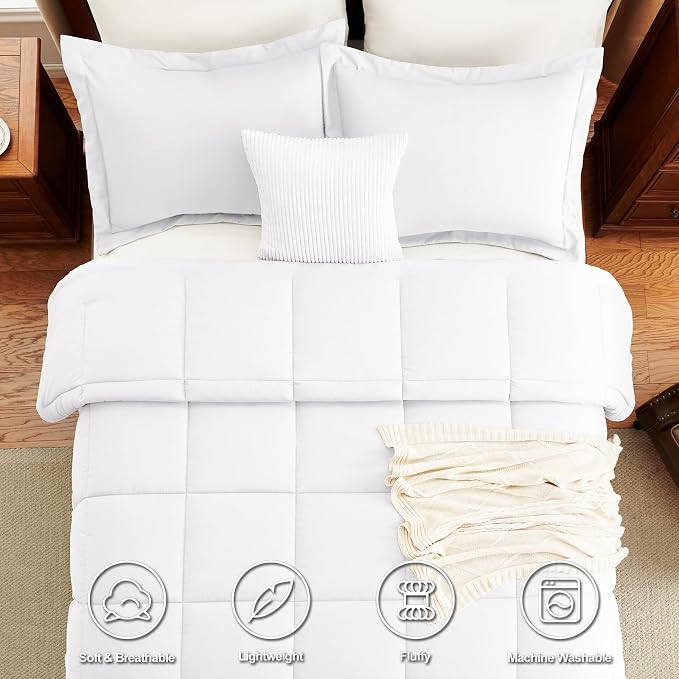 CozyLux Twin/Twin XL Comforter Set White - Image 4
