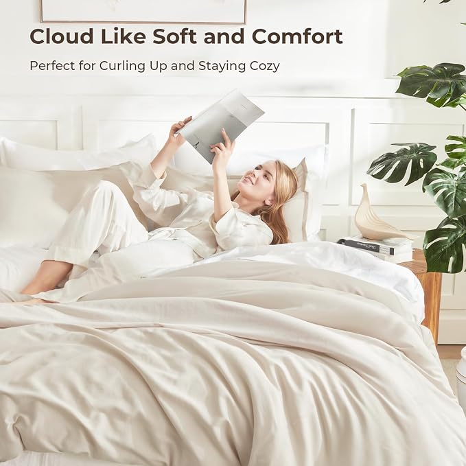 Litanika Full Size Comforter Sets Beige, 3 Pieces Lightweight Bedding Comforter - Image 2