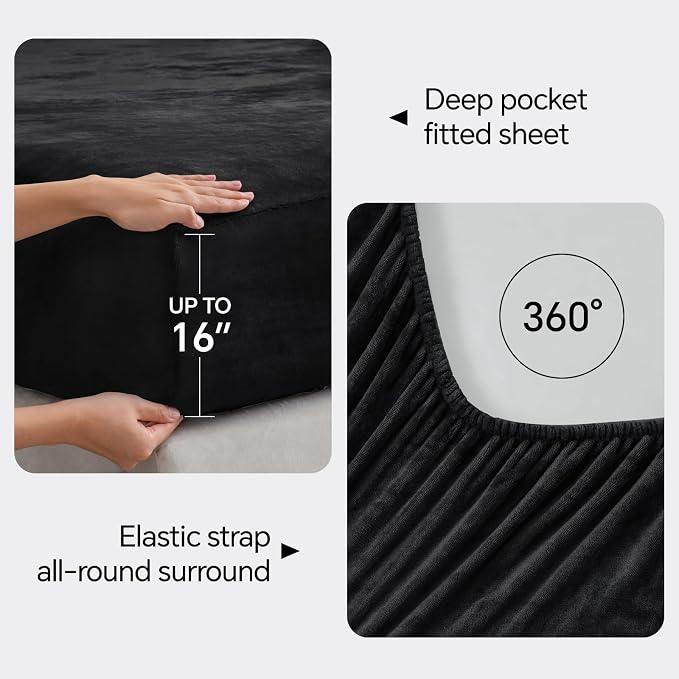 BEDELITE Flannel Sheets Queen Size Black - Image 4