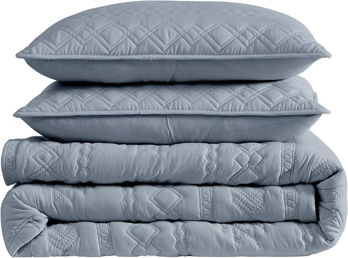 WDCOZY Boho Blue Grey Twin Quit Size Bedding Sets - Image 7