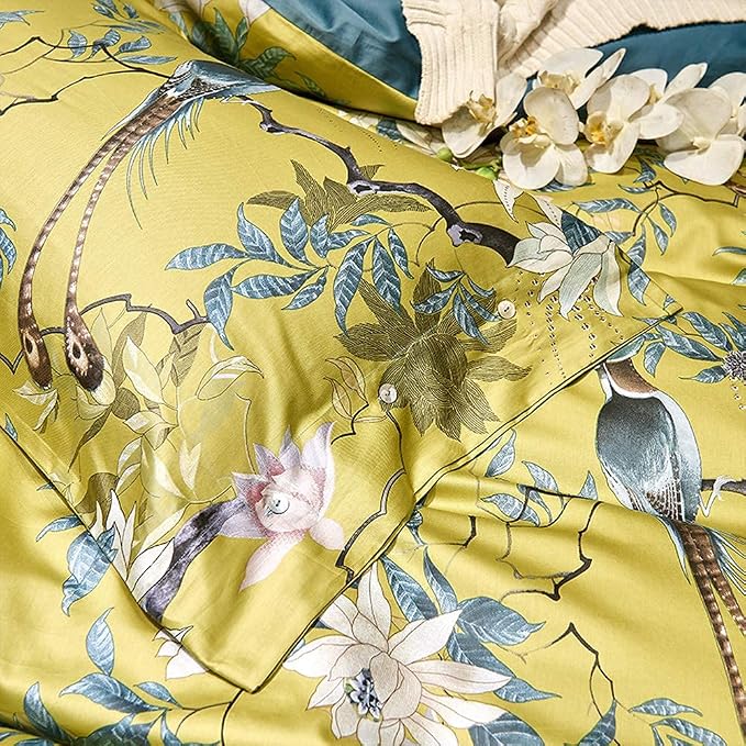 mixinni Garden Style Cotton Flowers and Birds Pattern Printed Duvet Cover - Image 6