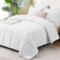 CozyLux Oversized Queen Comforter Set, 3 Pieces White 98x98 Box Stitched Design by CozyLux