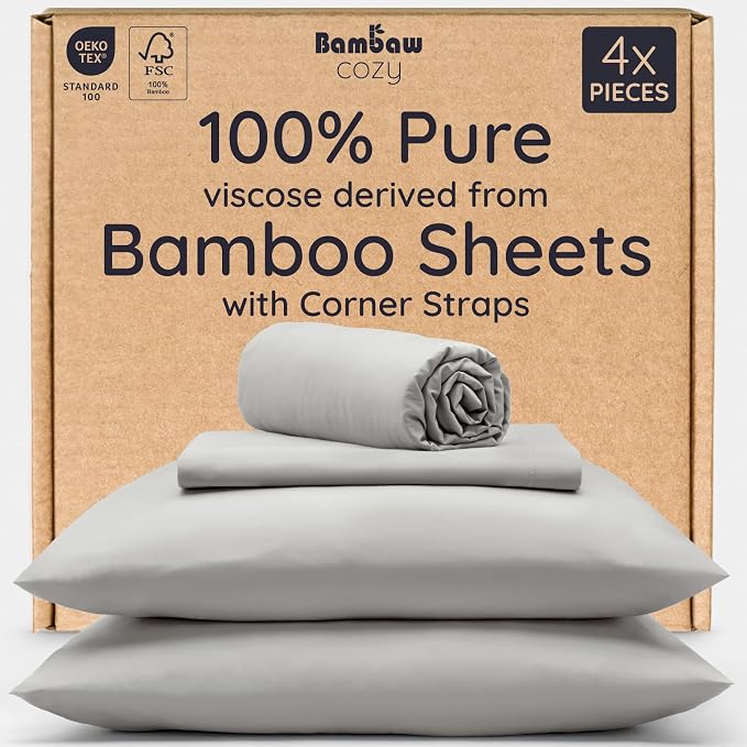 Bambaw 100% Viscose Derived from Bamboo King Size Sheets Set – 4pcs Cooling by Bambaw