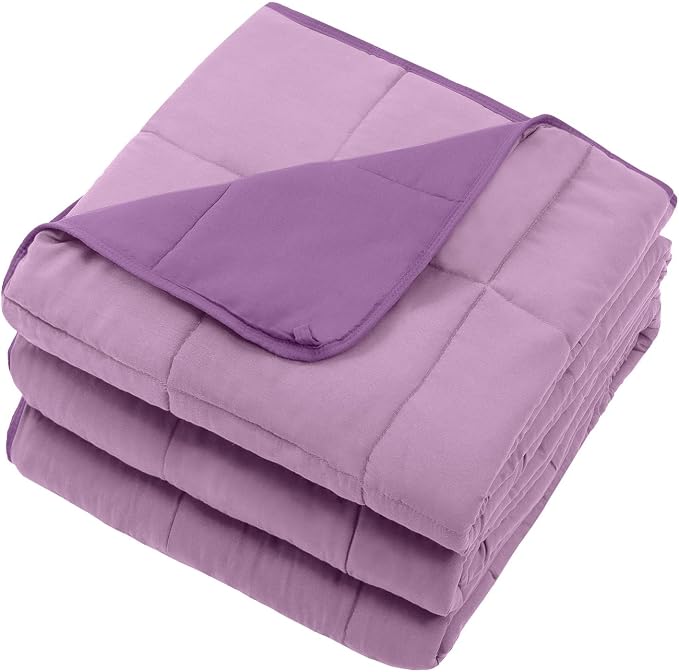 Purple Weighted Blanket for Adults 12lbs, Queen Size Cooling Heavy Throw - Image 7