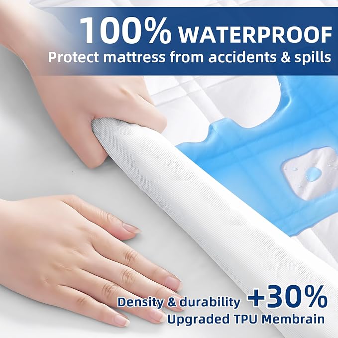 MEELUS California King Mattress Protector, Breathable Waterproof Cal King - Image 3