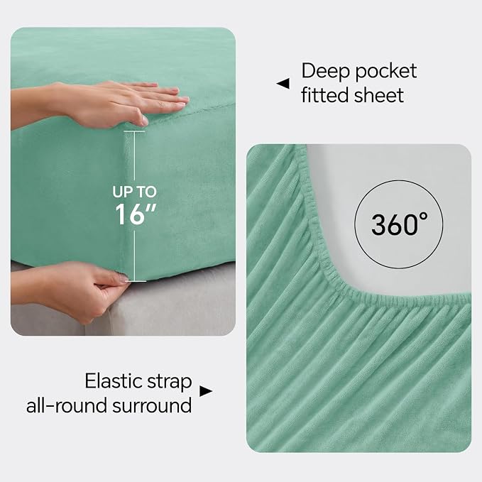 BEDELITE Flannel Sheets Full Size Haze Blue - Image 4