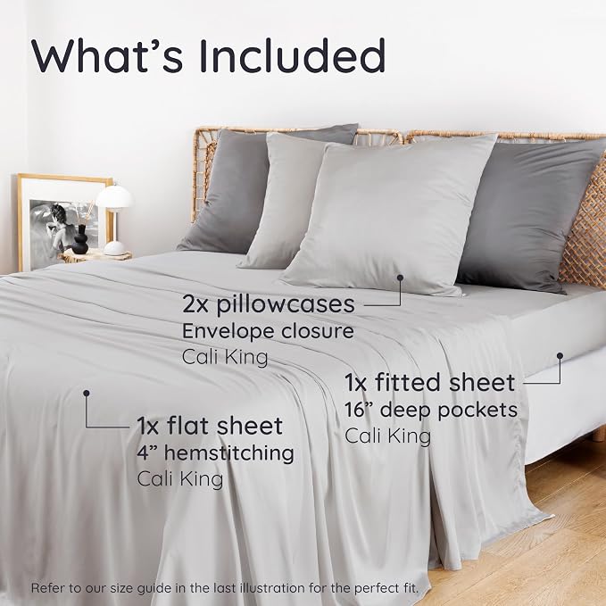 Bambaw California King Sheet Set 4pcs – 100% Viscose Derived from Bamboo Deep - Image 2