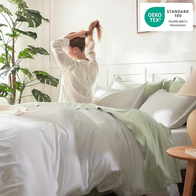 Litanika Oversized King Comforter Set White, 3 Pieces Lightweight Solid Bedding - Image 4