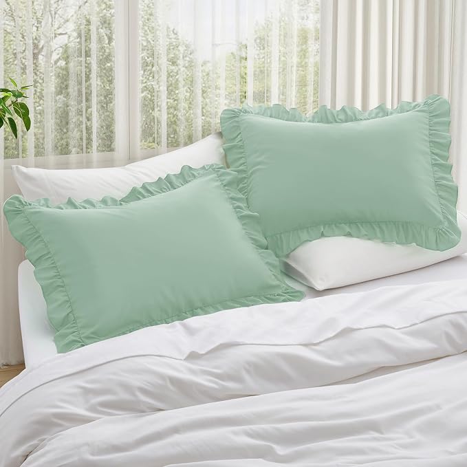 KKJIAF Ruffle Pillow Cases Queen Size Set of 2, Ruffled Pillow Covers - Image 2