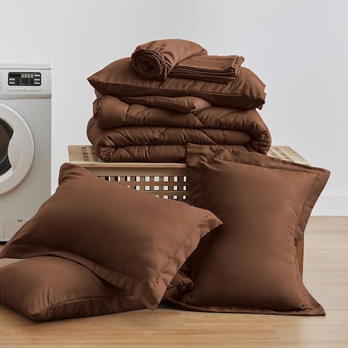 Love's cabin Queen Comforter Set Brown, 7 Pieces Queen Bed in a Bag, All Season - Image 9