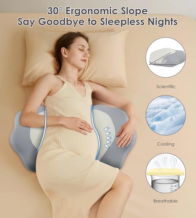 Memory Foam Pregnancy Pillows for Sleeping, Side Sleeper Maternity Pillow - Image 8