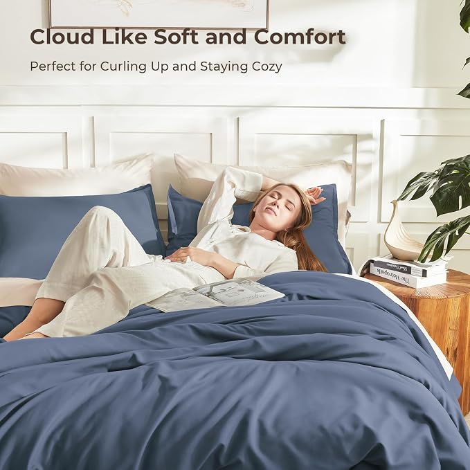 Litanika Comforters Bluish Grey Queen Size, 3 Pieces Lightweight Solid Bedding - Image 2
