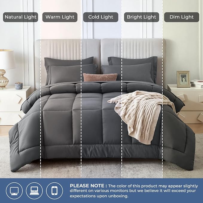 Sasttie Oversized Queen Comforter Set, 7 Pieces Extra Large Bed in a Bag - Image 7