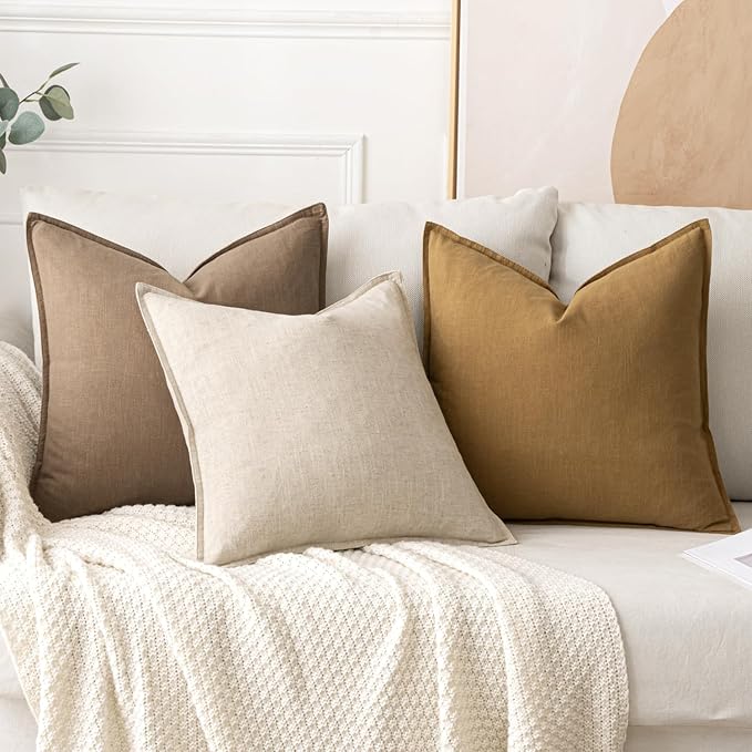 MIULEE Decorative Linen Lumbar Pillow Covers 12x20 Inch Natural Beige Boho - Image 4