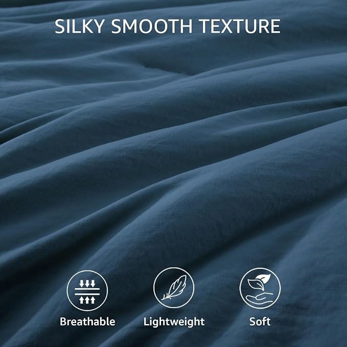 WRENSONGE Queen Comforter Sets- 7 Pieces Soft Serenity Blue Bed in a Bag - Image 5