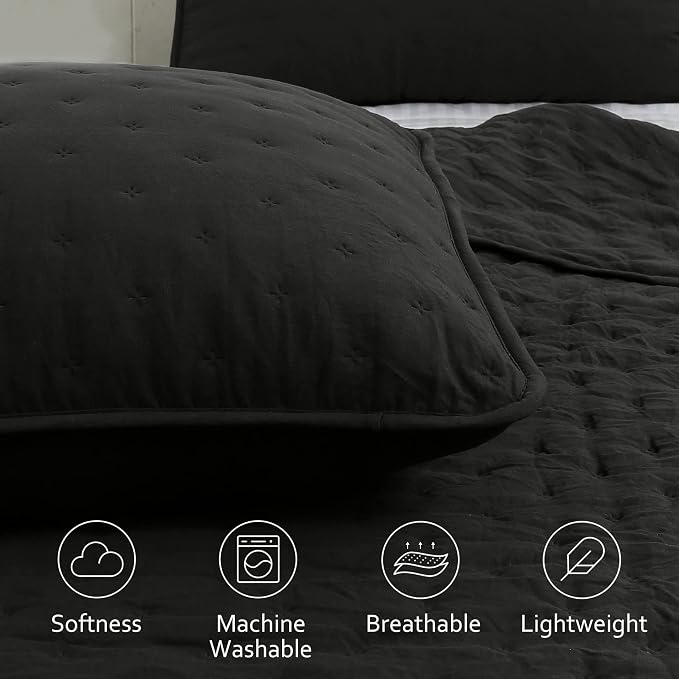 ROARINGWILD Black Queen Size Quilt Bedding Sets - Image 3