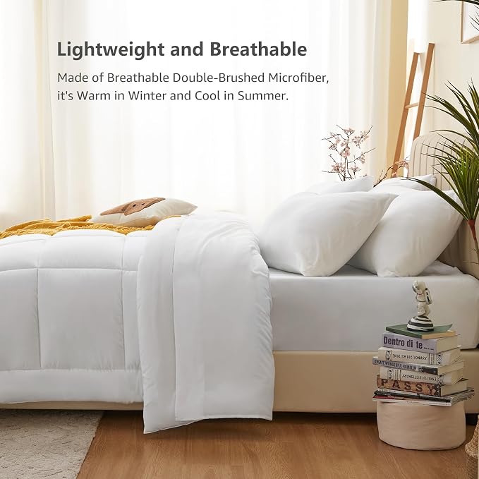 CozyLux Full Size Comforter Sets White, 7 Pieces Bed in a Bag, All Season - Image 3