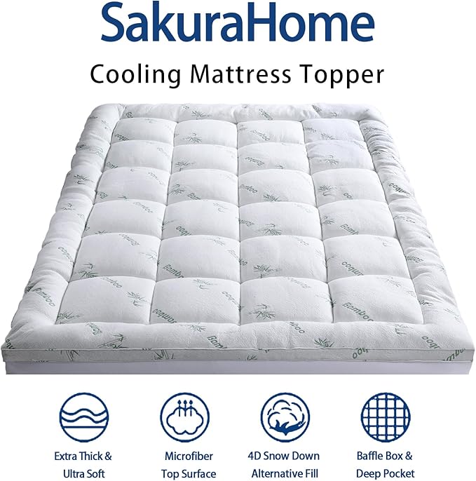 Mattress Topper Short Queen RV Size, Cooling Extra Thick Breathable Viscose - Image 2
