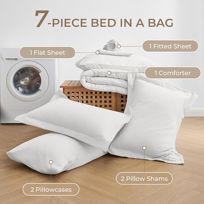 Sasttie California King Comforter Set, 7 Pieces Reversible Cal King Bed in a Bag - Image 7