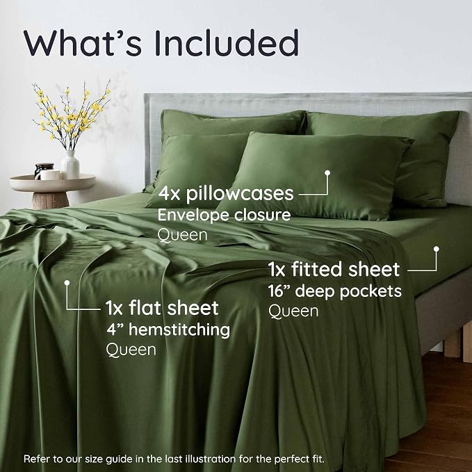 Bambaw 100% Viscose Derived from Bamboo Queen Sheet Set 6 Piece, Queen Size - Image 2