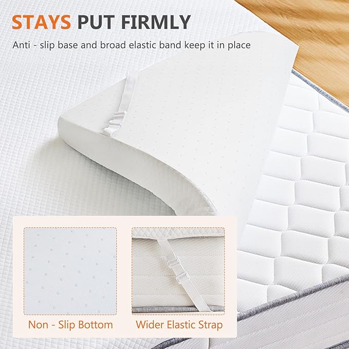 DUMOS 4 Inch Gel Memory Foam Mattress Topper Queen Size, Cooling Breathable - Image 4